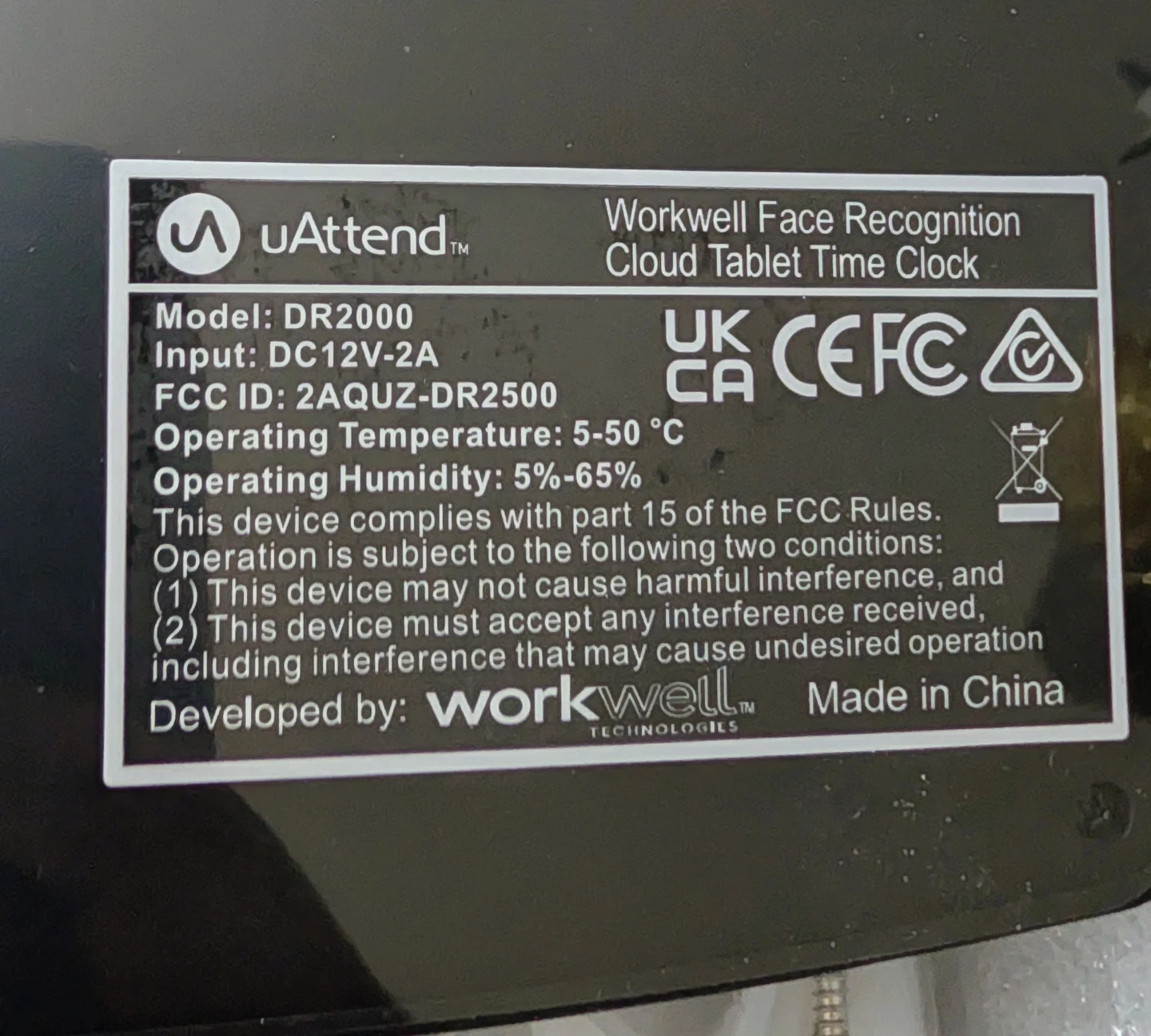 (NEW) uAttend DR2000 – Workwell Face Recognition - photo 3