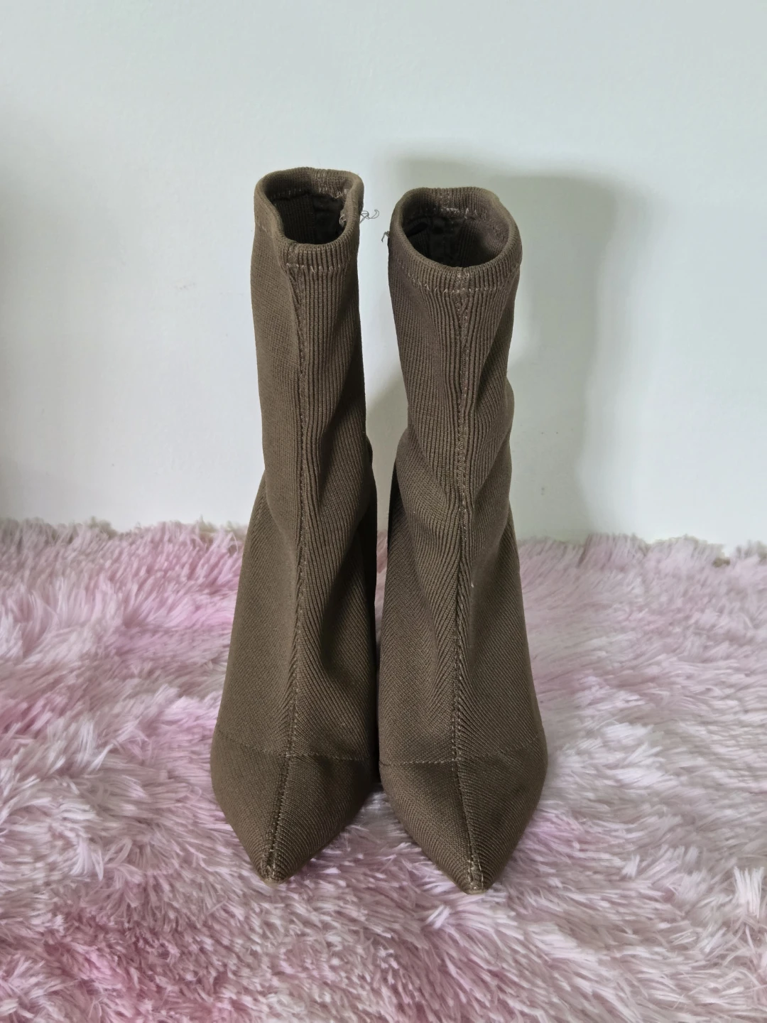 Brown Sock Ankle Boots with Chunky Heel - photo 3