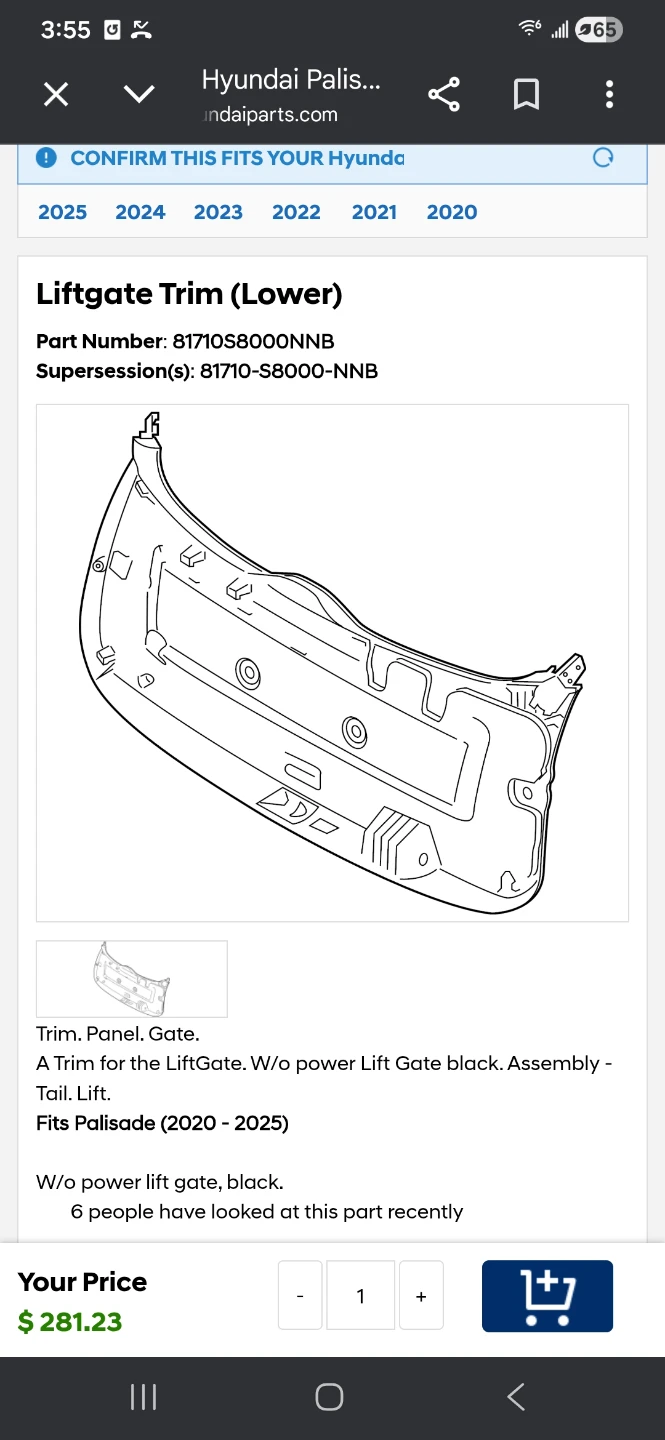 Hyundai Palisade  Liftgate Trim Panel - photo 5