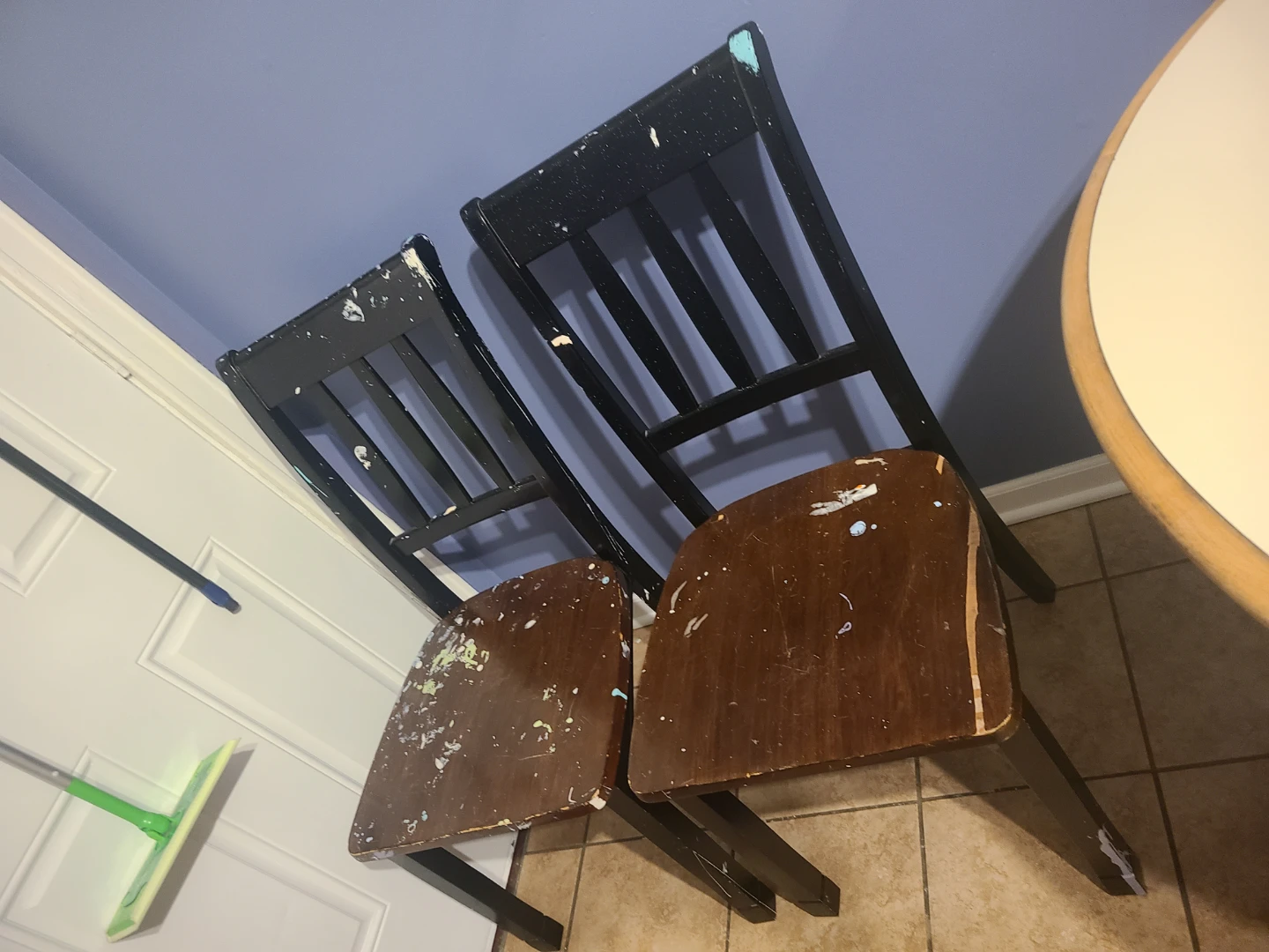 Set of 2 Black Wooden Dining Chairs
