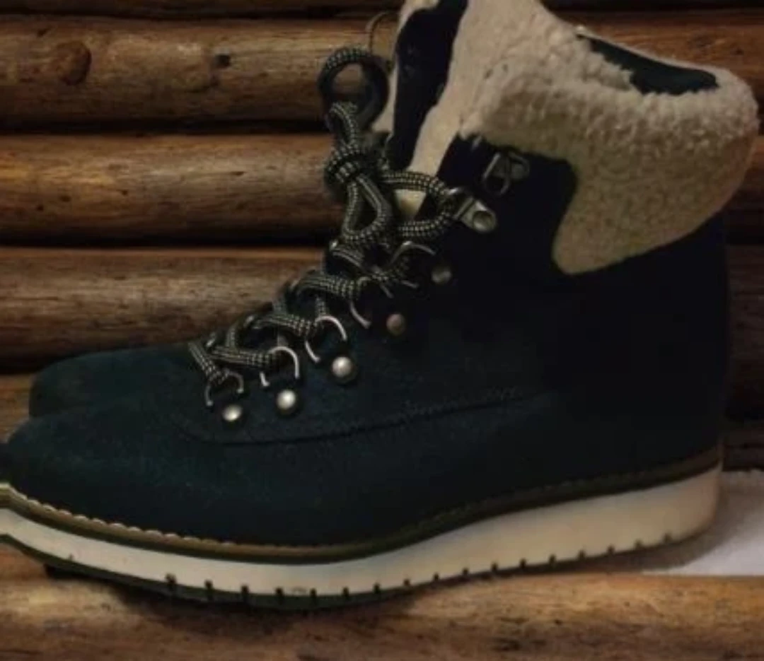 🥕Navy Blue Lace-Up Winter Boots with Sherpa Lining