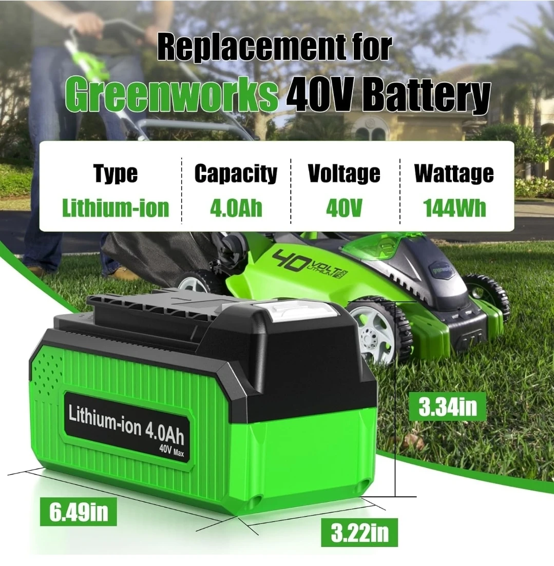 Greenworks 40V 4.0Ah Lithium-ion Battery - photo 2