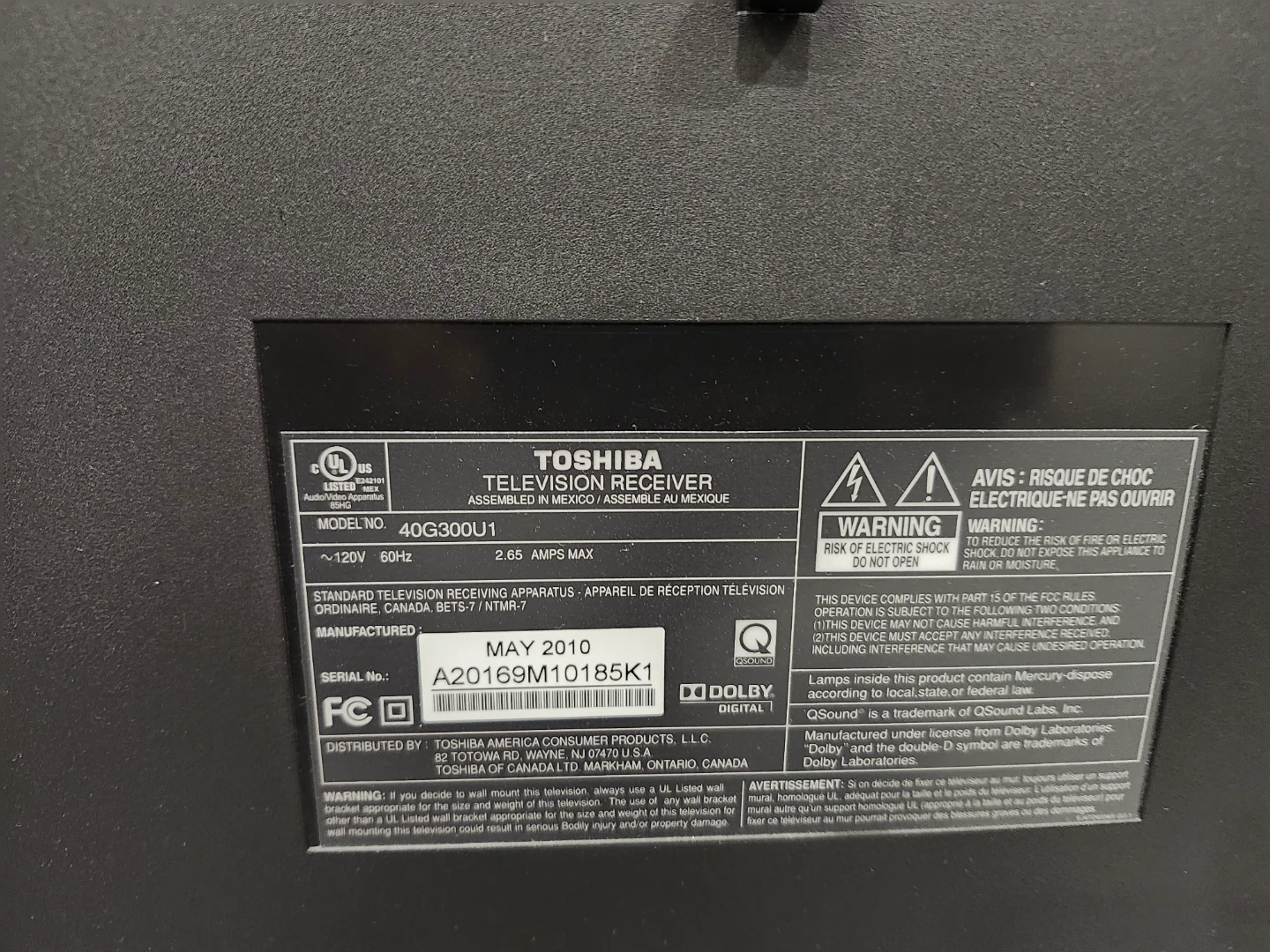 Toshiba 40G300U1 40-inch LCD HDTV - photo 2