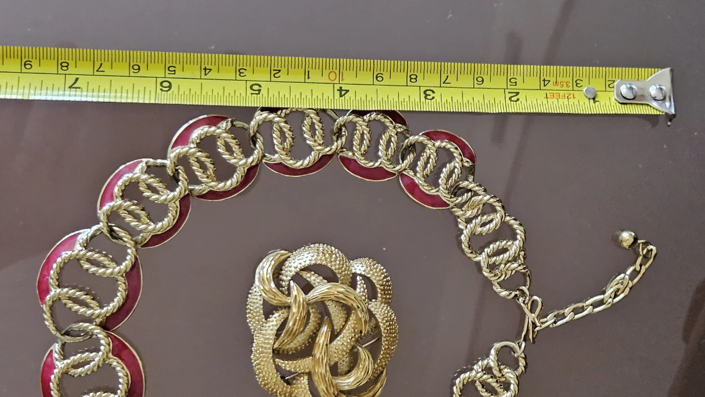 Gold Tone Rope Chain Necklace with Brooch - photo 5