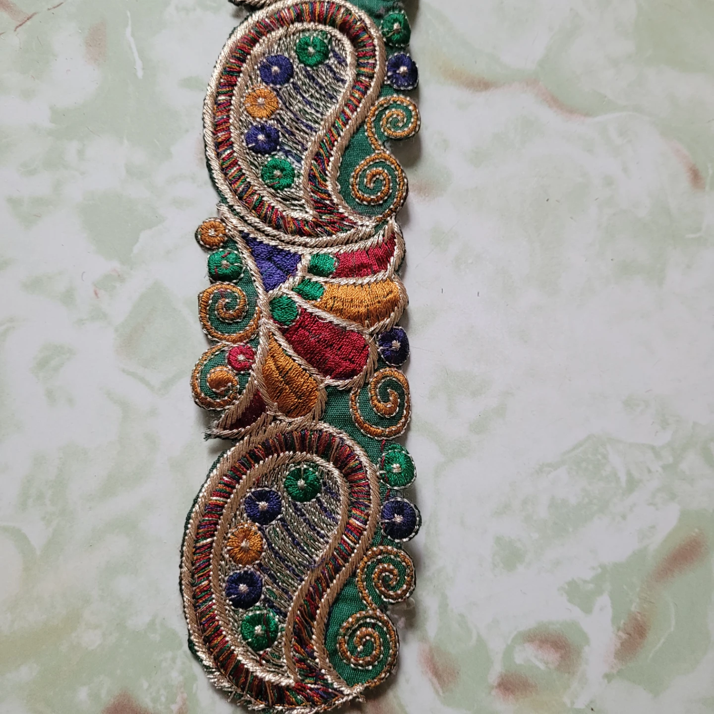 Embroidered Trim with Paisley Design