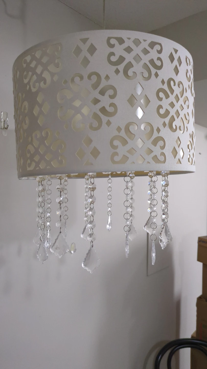 Drum Pendant Light with Crystal Beads and Cutout Pattern - photo 3