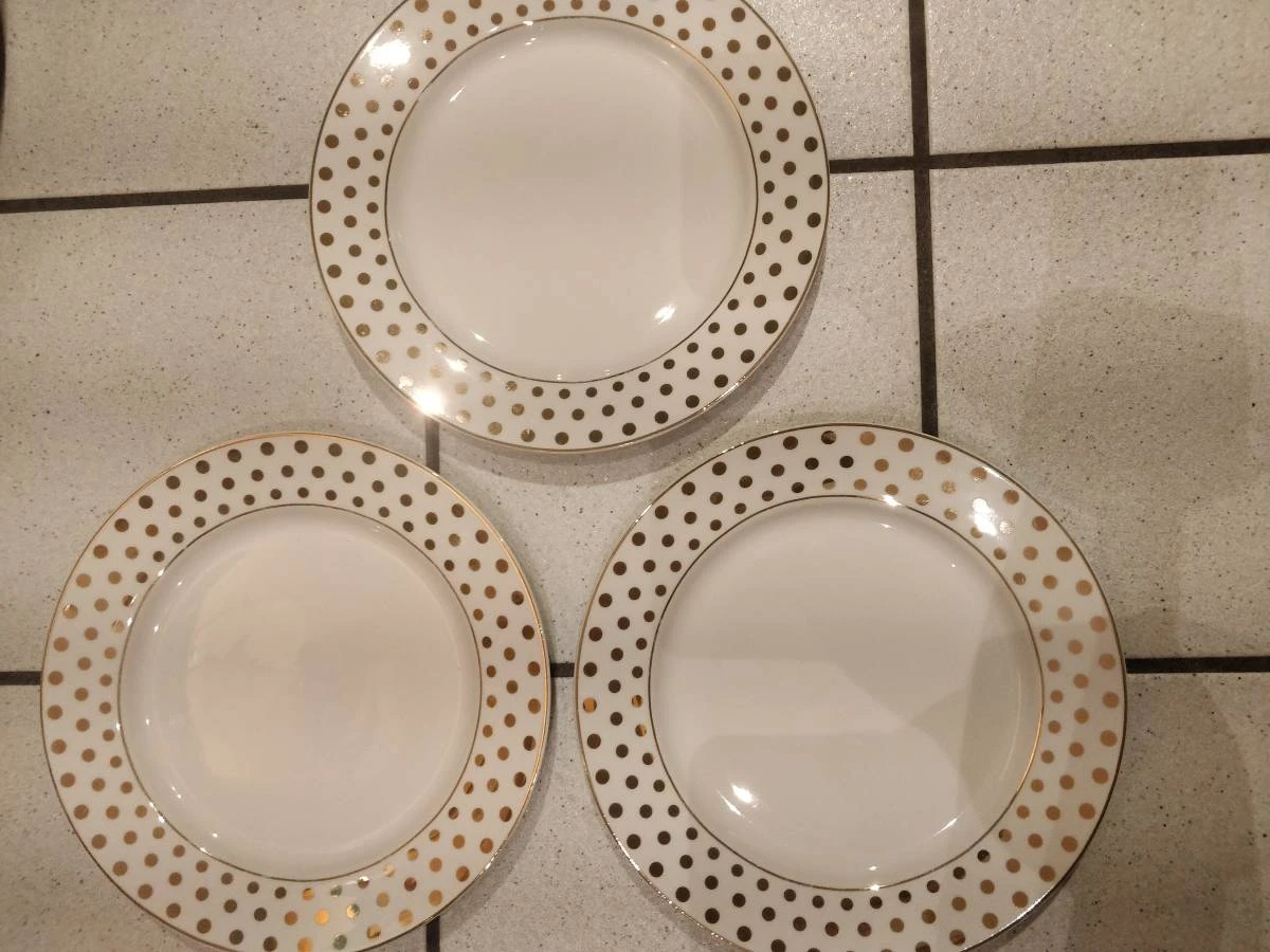Gold Polka Dot Teacup and Saucer Set with Creamer and Sugar Bowl - photo 2