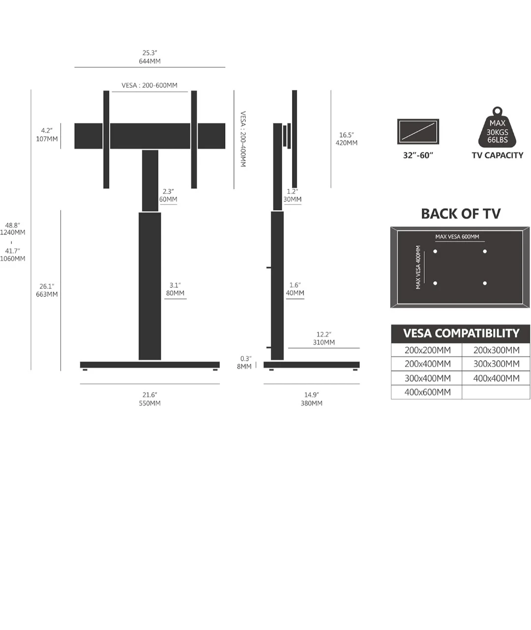 FITUEYES TV Floor Stand with Mount - photo 4