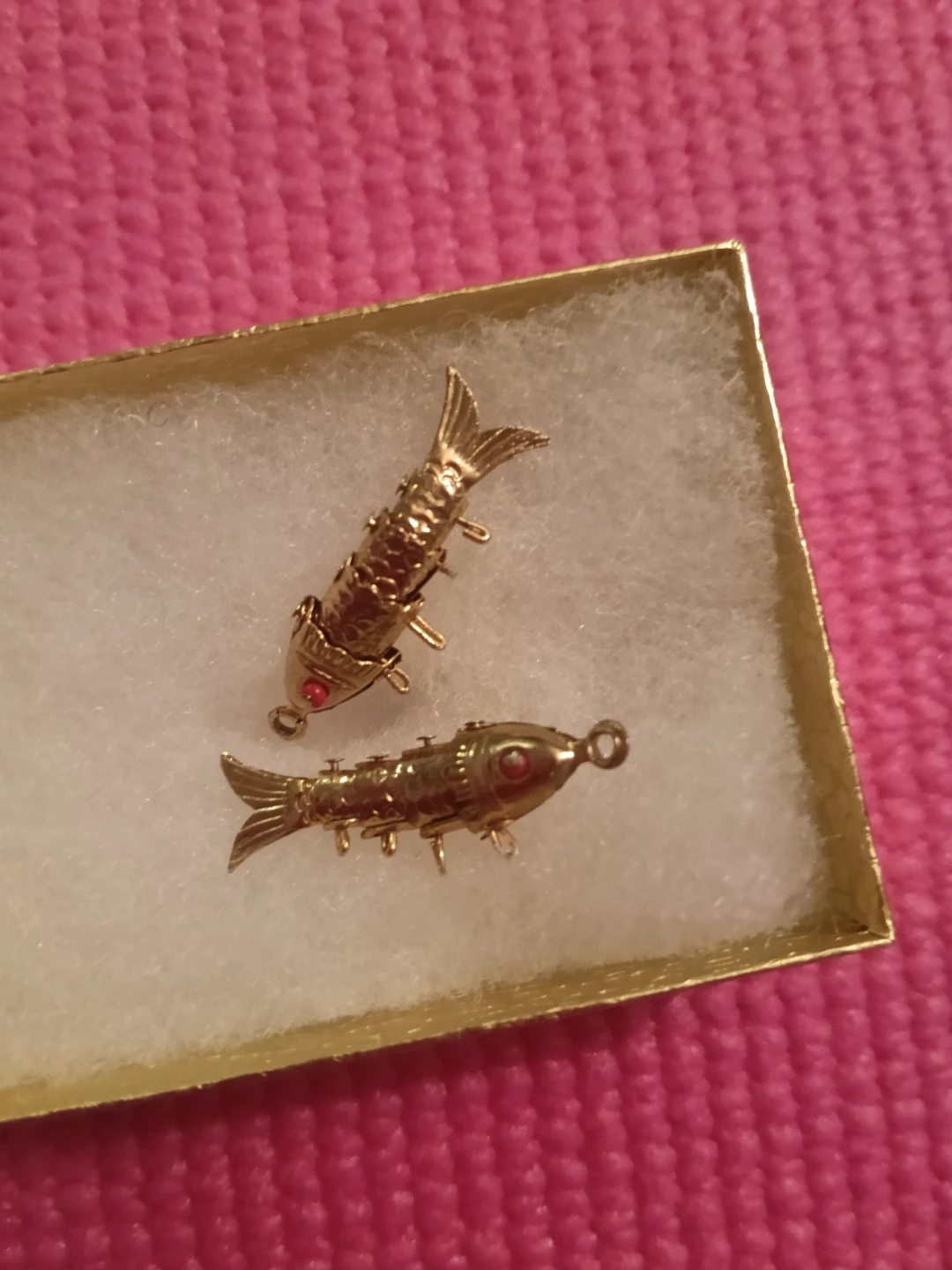 Gold Tone Fish Charms with Red Stone Accents - Set of 2 - photo 2