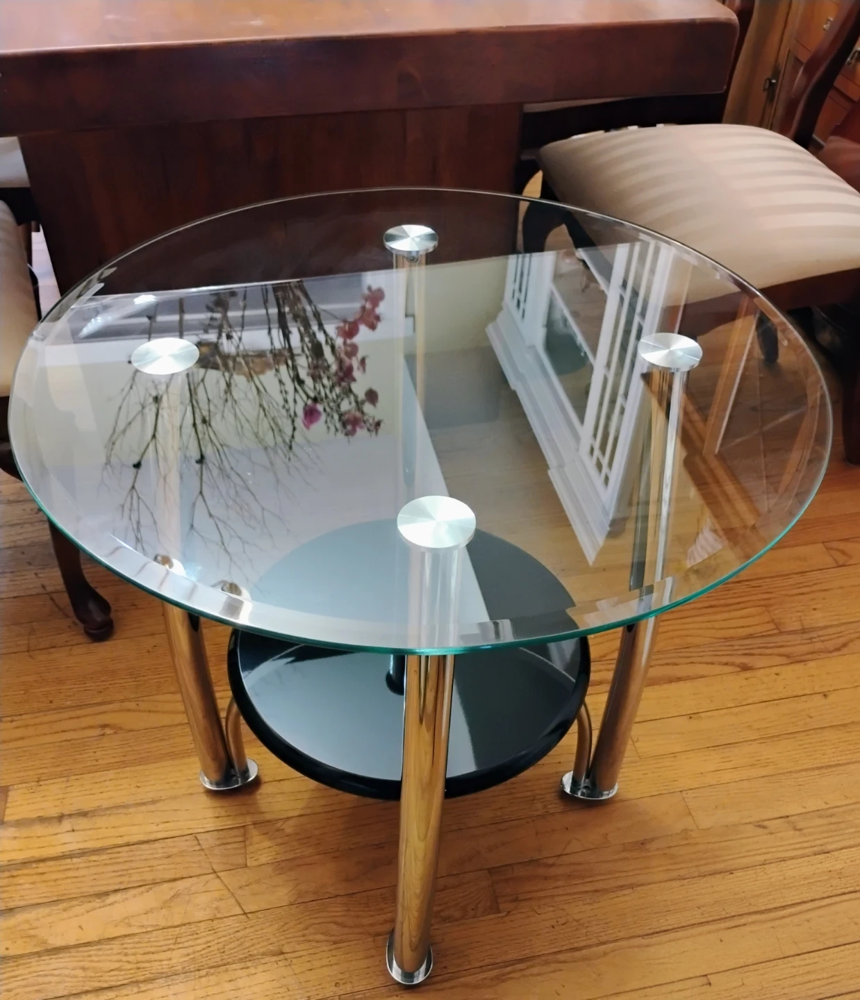 Glass and Chrome Side Table