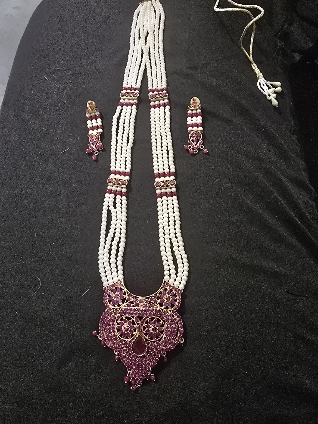 Pearl  and ruby  long Necklace  Set - photo 4