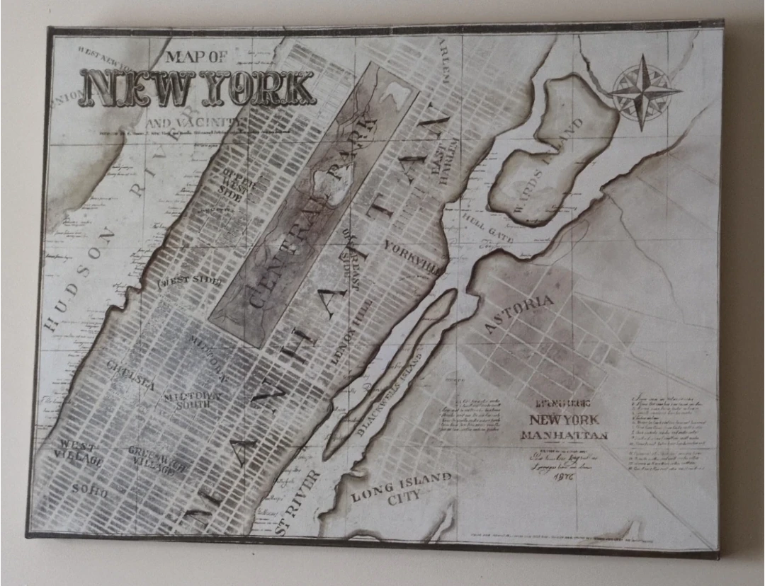 Vintage Style New York Map Art
