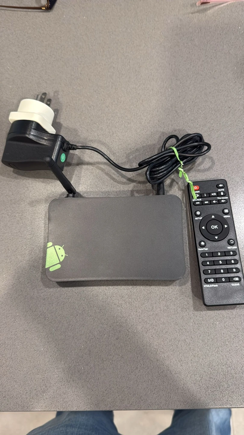 Android TV Box with Remote and Power Adapter