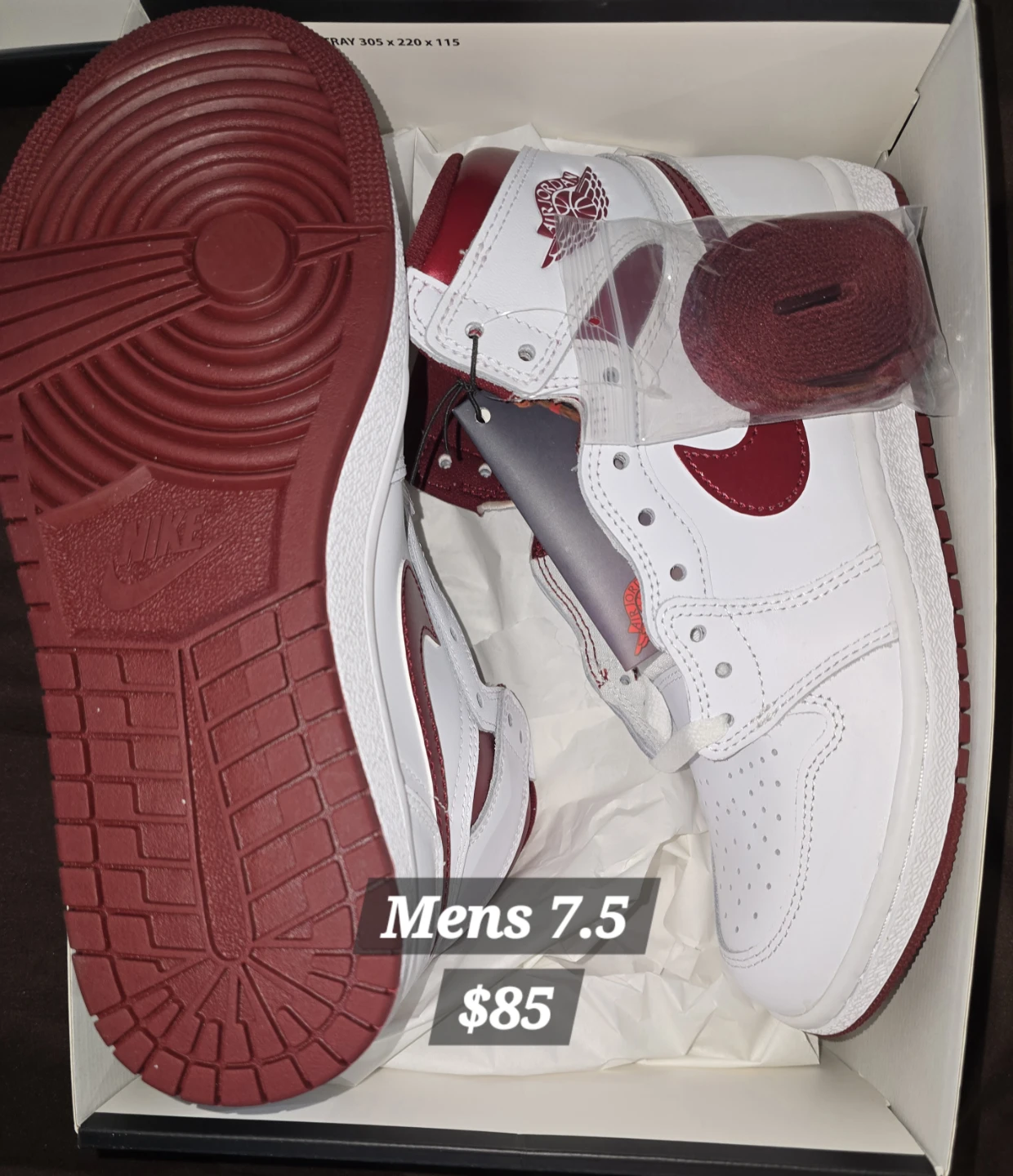 Air Jordan 1 Mid SE Shoes - White/Red - Mens 7.5