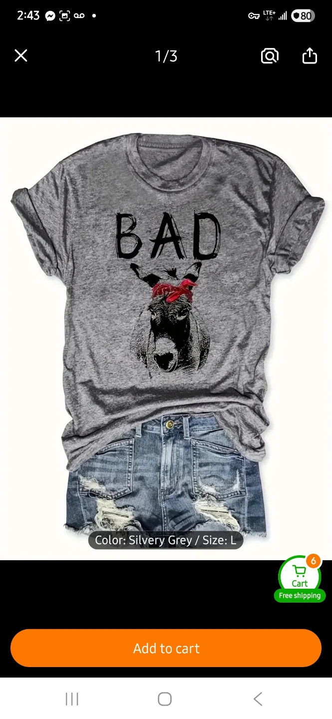 NEW Women's Grey "Bad A**" T-Shirt 🫏