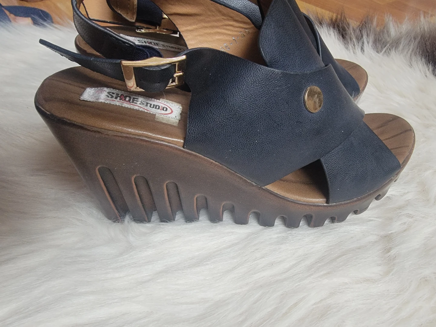 Shoe Studio Women's Dark Blue Wedge Sandals - photo 2