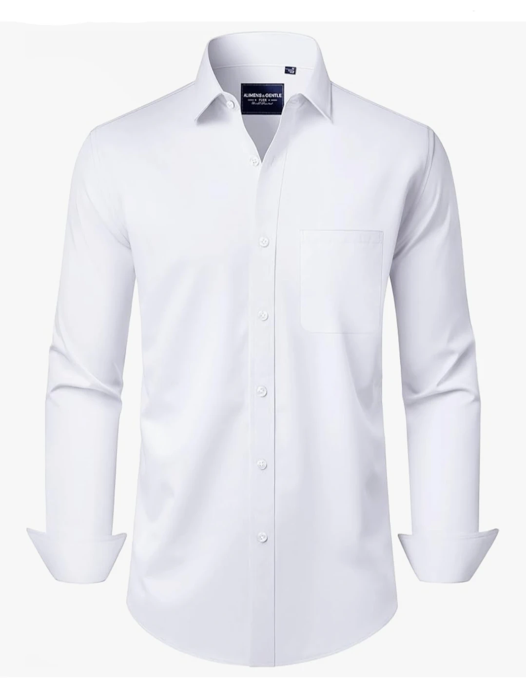 Alimens & Gentle Men’s White Dress Shirt (M) Stretch WrinkleFree