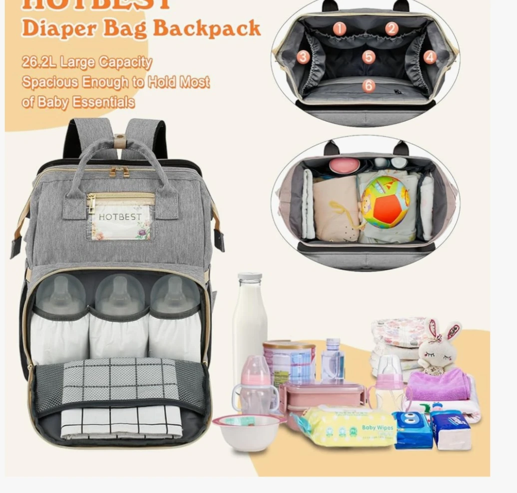 Diaper Bag Backpack with Changing Station - Grey - photo 5
