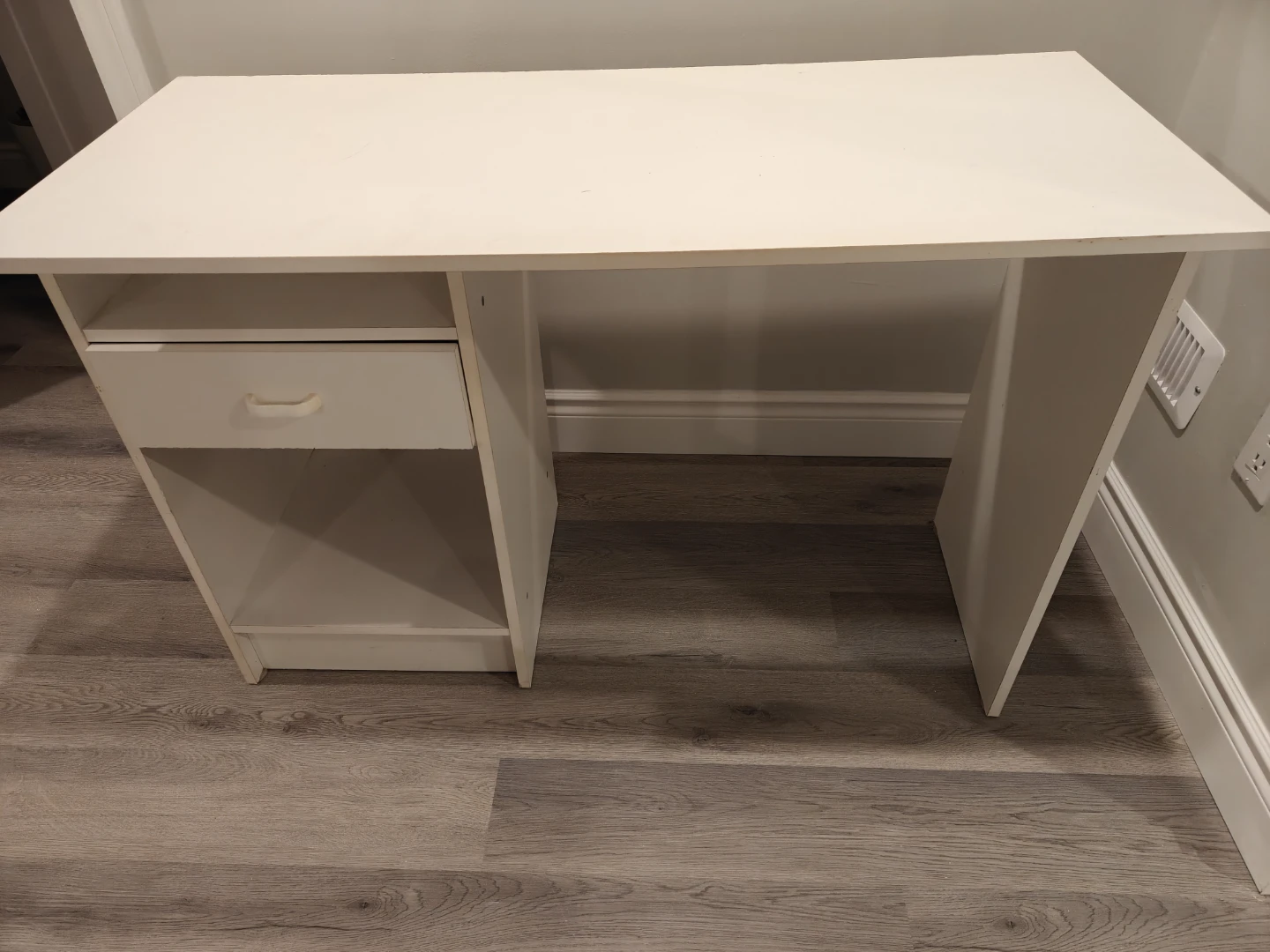 2 x White Desk with Drawer and Shelf