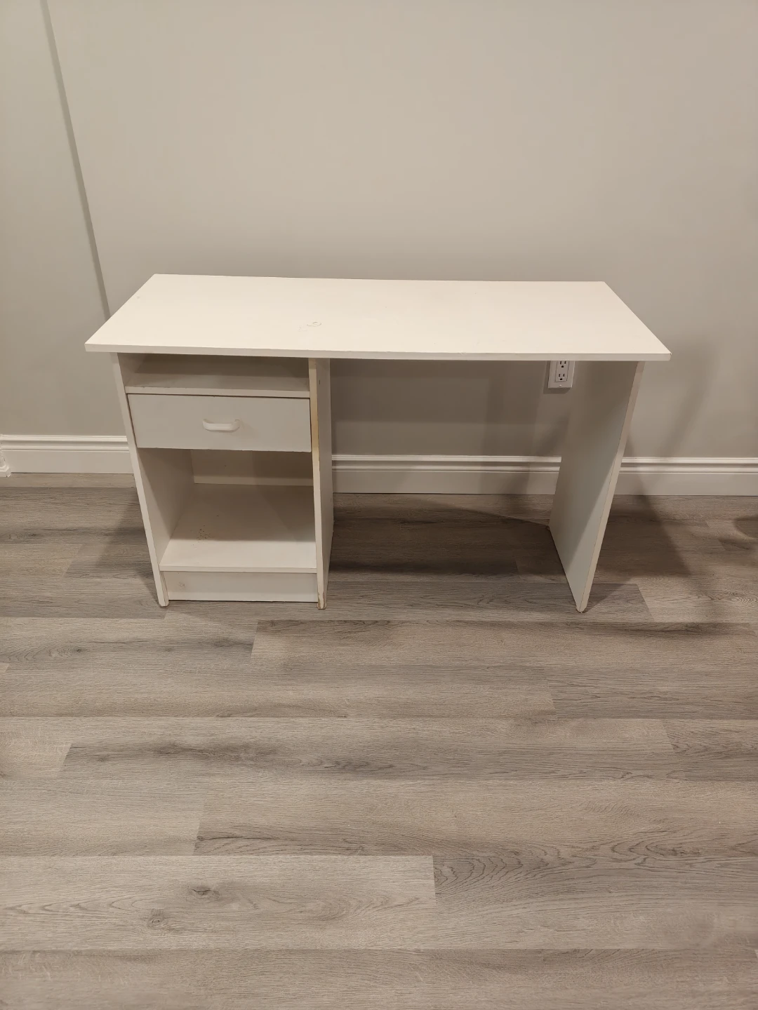 2 x White Desk with Drawer and Shelf - photo 4