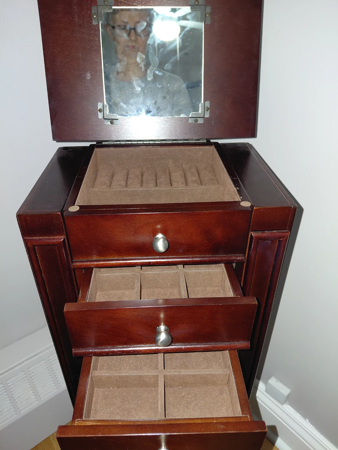 Wooden Jewellery Cabinet with Mirror