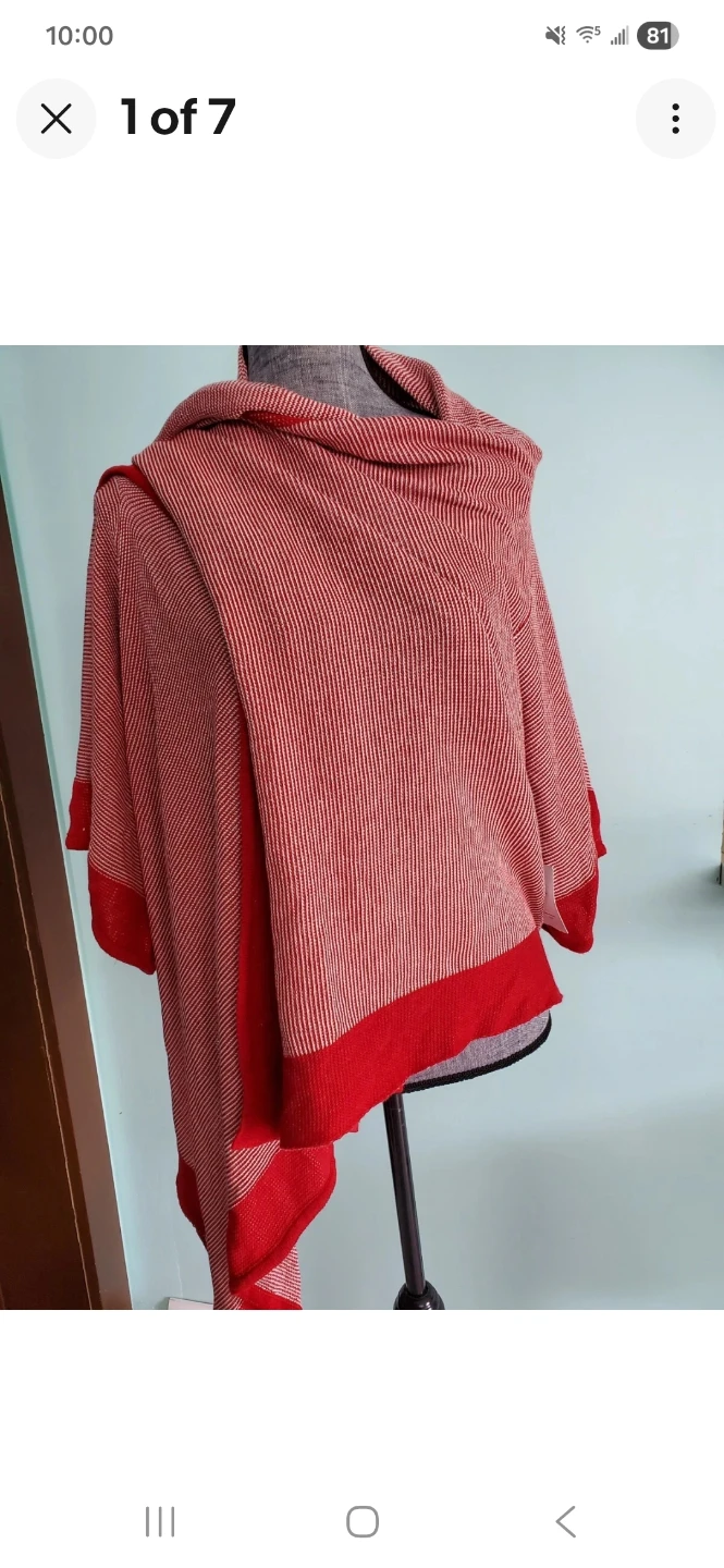 Pashoot New York Red & White Striped Poncho