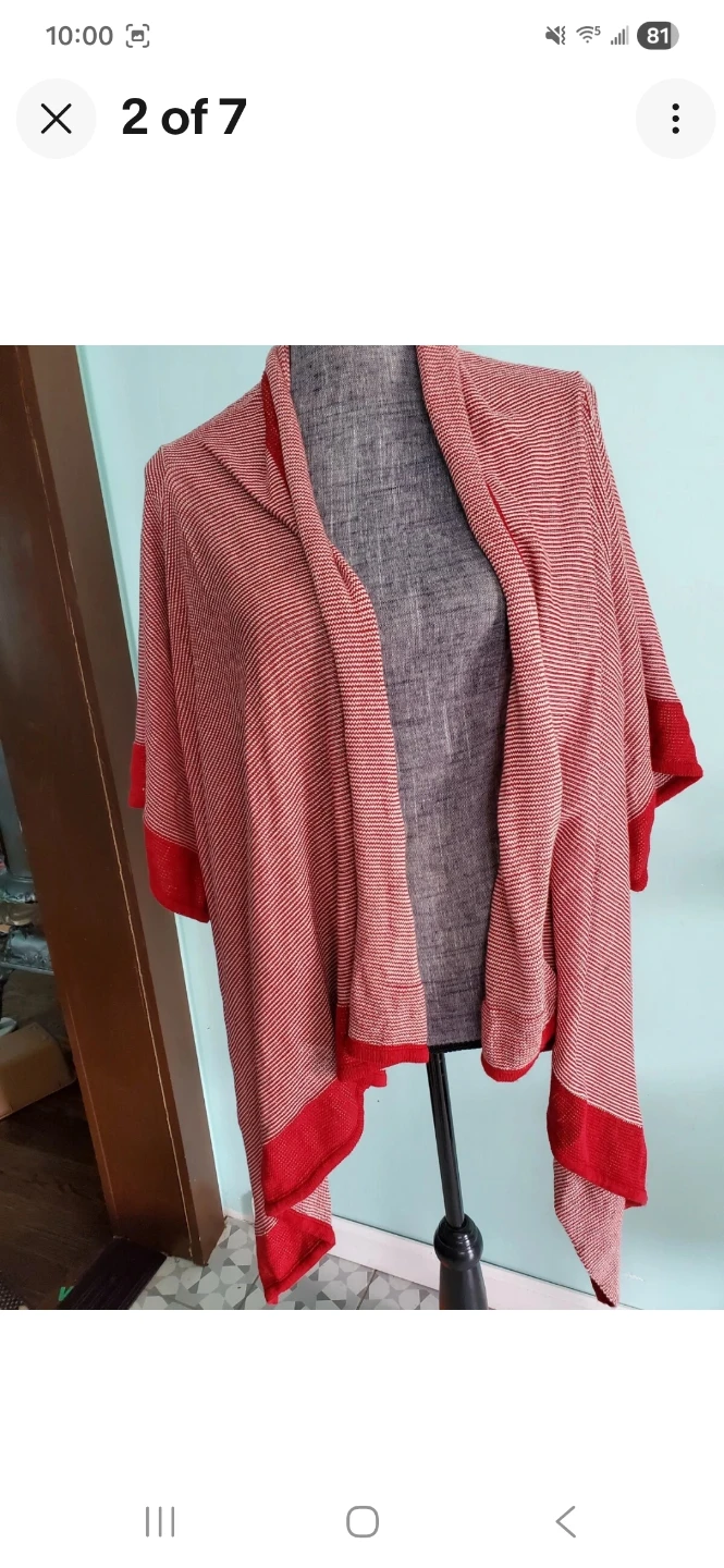 Pashoot New York Red & White Striped Poncho - photo 2