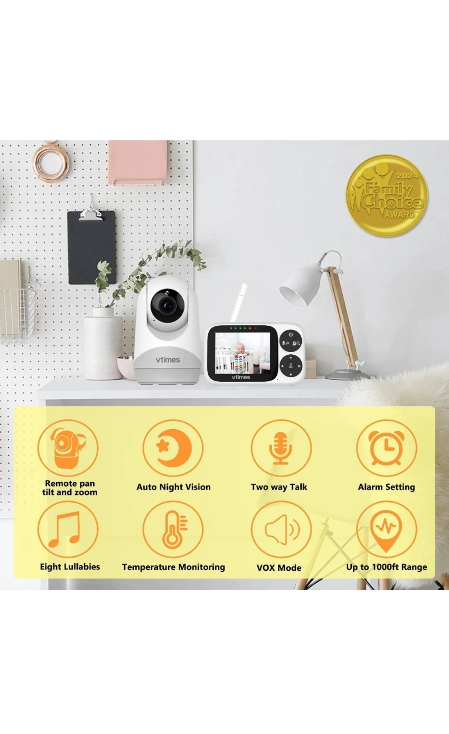 New Video Baby Monitor with 1 Camera, 3.2" IPS Screen - photo 3