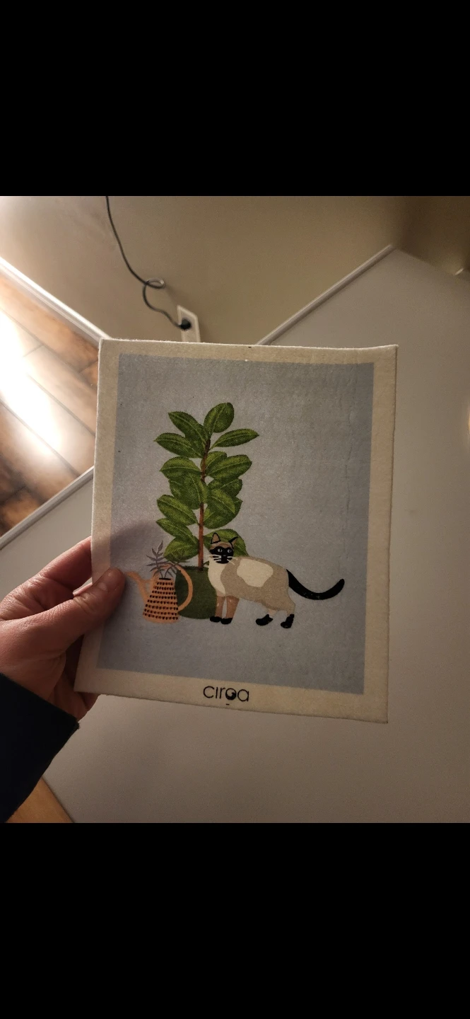 Circa Swedish Dishcloth - Cat & Plant Design