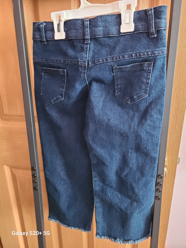 Blue Denim Capri Pants with White Stripes - photo 3