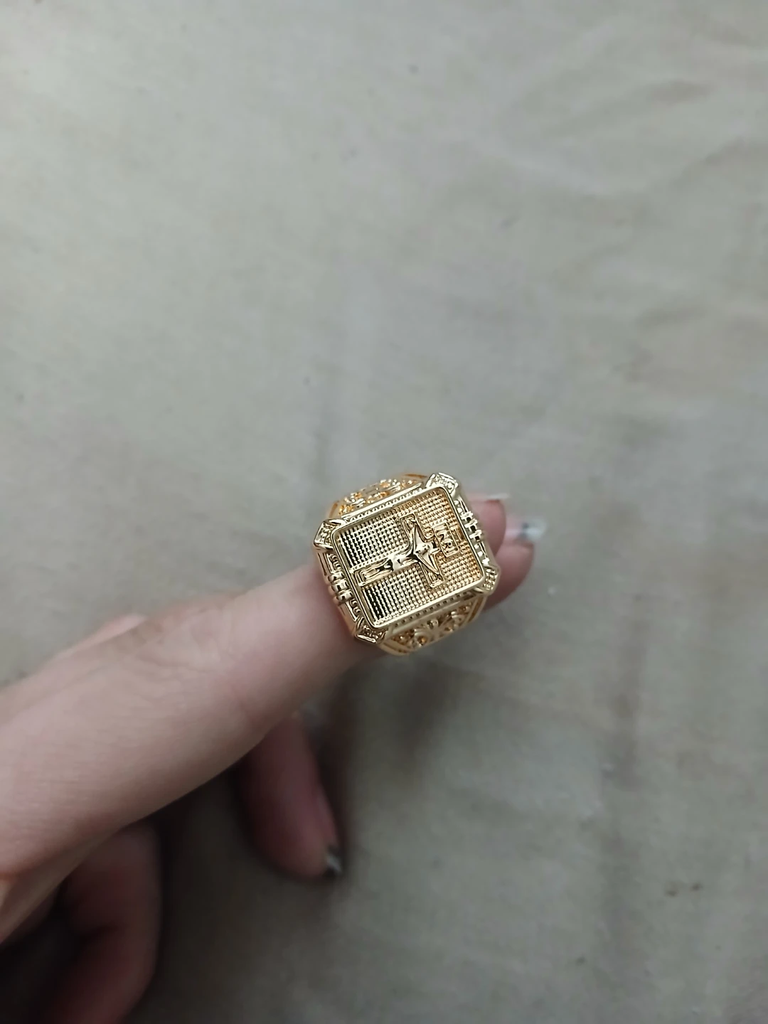 18K Gold Plated Zinc Alloy Christian Jesus Crucifix Cross Ring