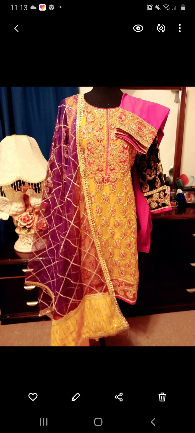 Sobia Nazir Women's Yellow Embroidered 3-Piece Dress - photo 2