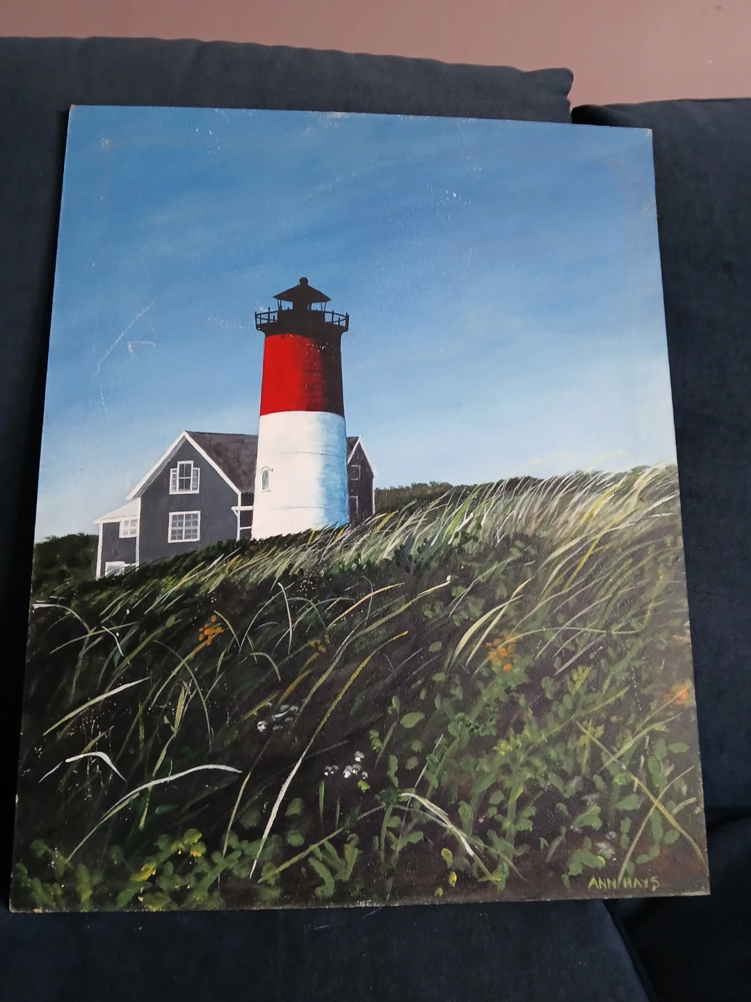 Framed Painting of Nauset Lighthouse by Ann Hays - photo 3