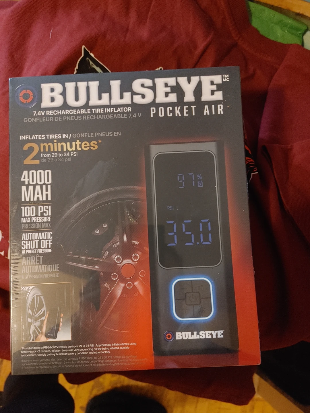 Bullseye 7.4V Rechargeable Pocket Air Tire Inflator