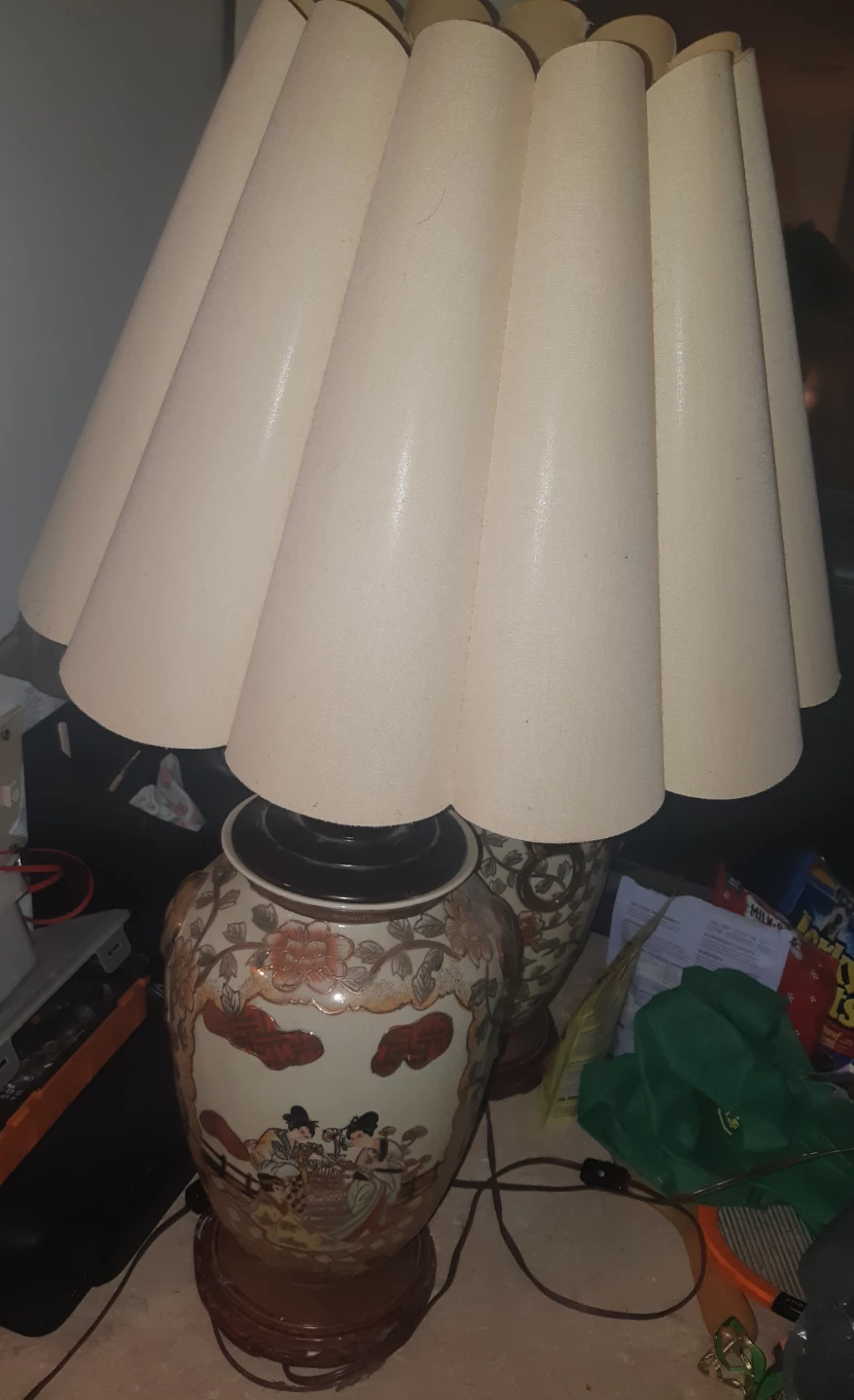 Satsuma Hand Painted Japanese Lamps ( 2 lamps ) - photo 3