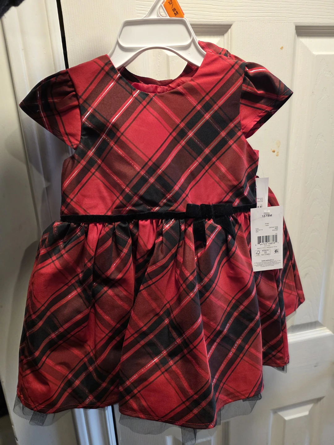 Girls Plaid Dress - Size 12-18 Months