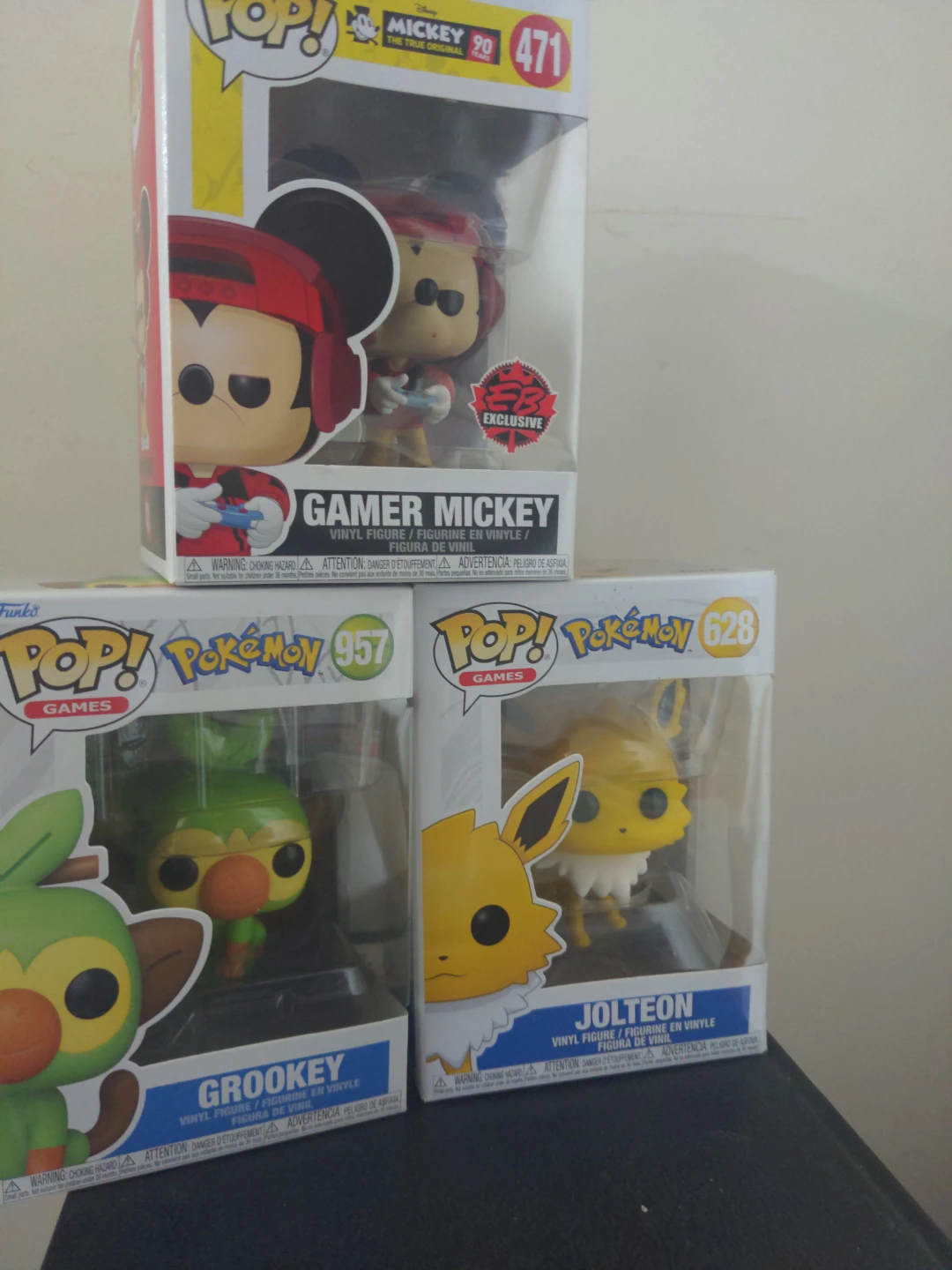 Funko Pop! Gamer Mickey, Grookey, and Jolteon Vinyl Figures