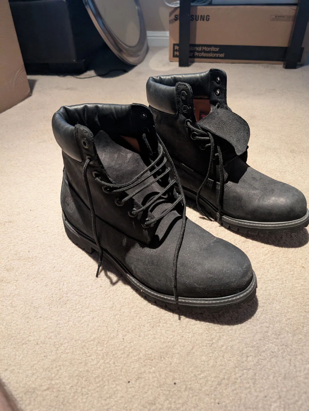 Timberland Black Leather Boots Size 12 - photo 5