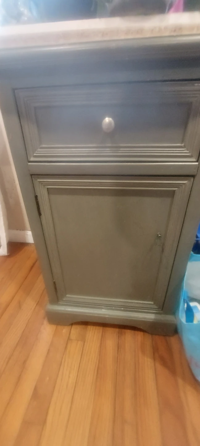 Gray Nightstand with Drawer and Cabinet