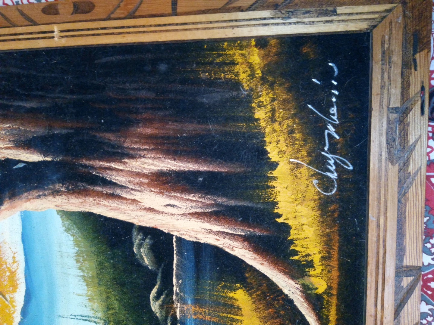 Original Landscape Painting in Wooden Frame - photo 3