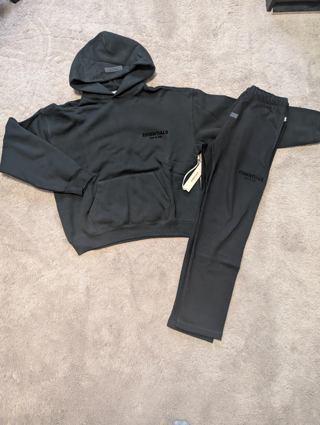 Fear of God Essentials Black Hoodie and Sweatpants Set