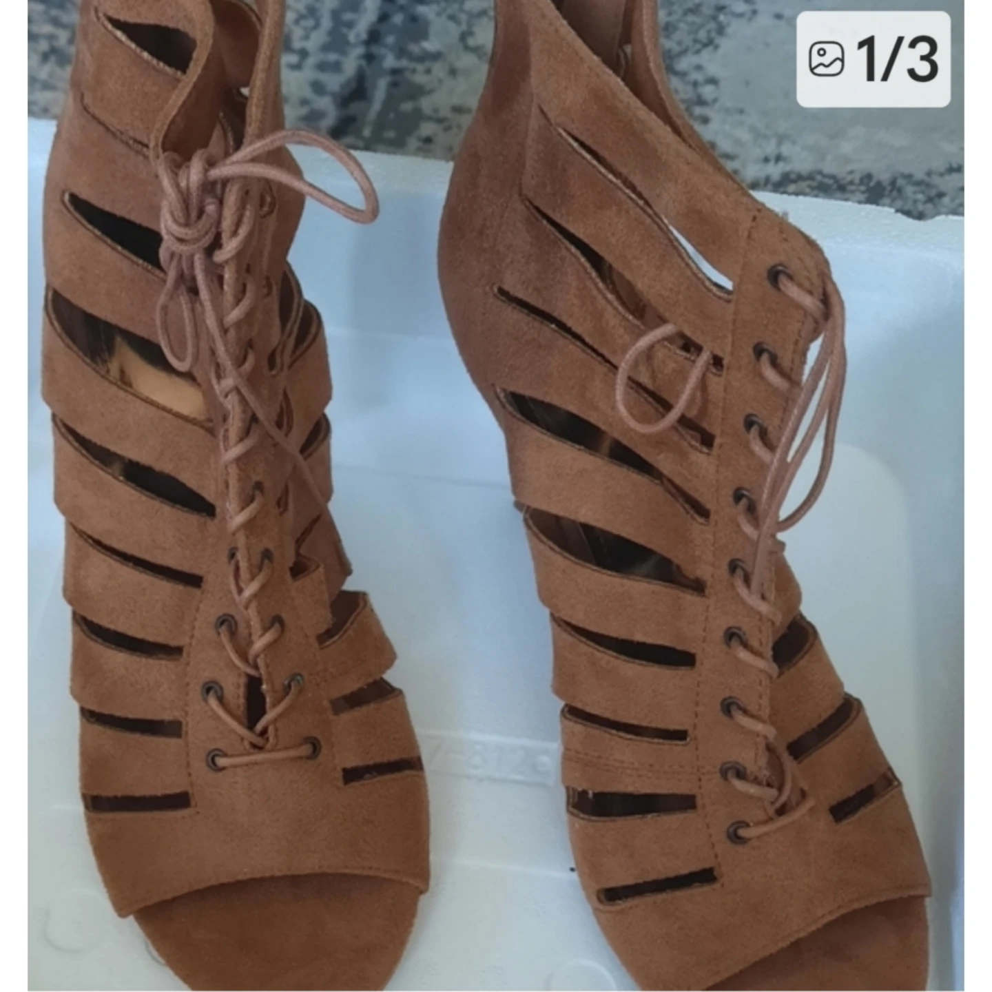 Brown Lace-Up Heeled Sandals