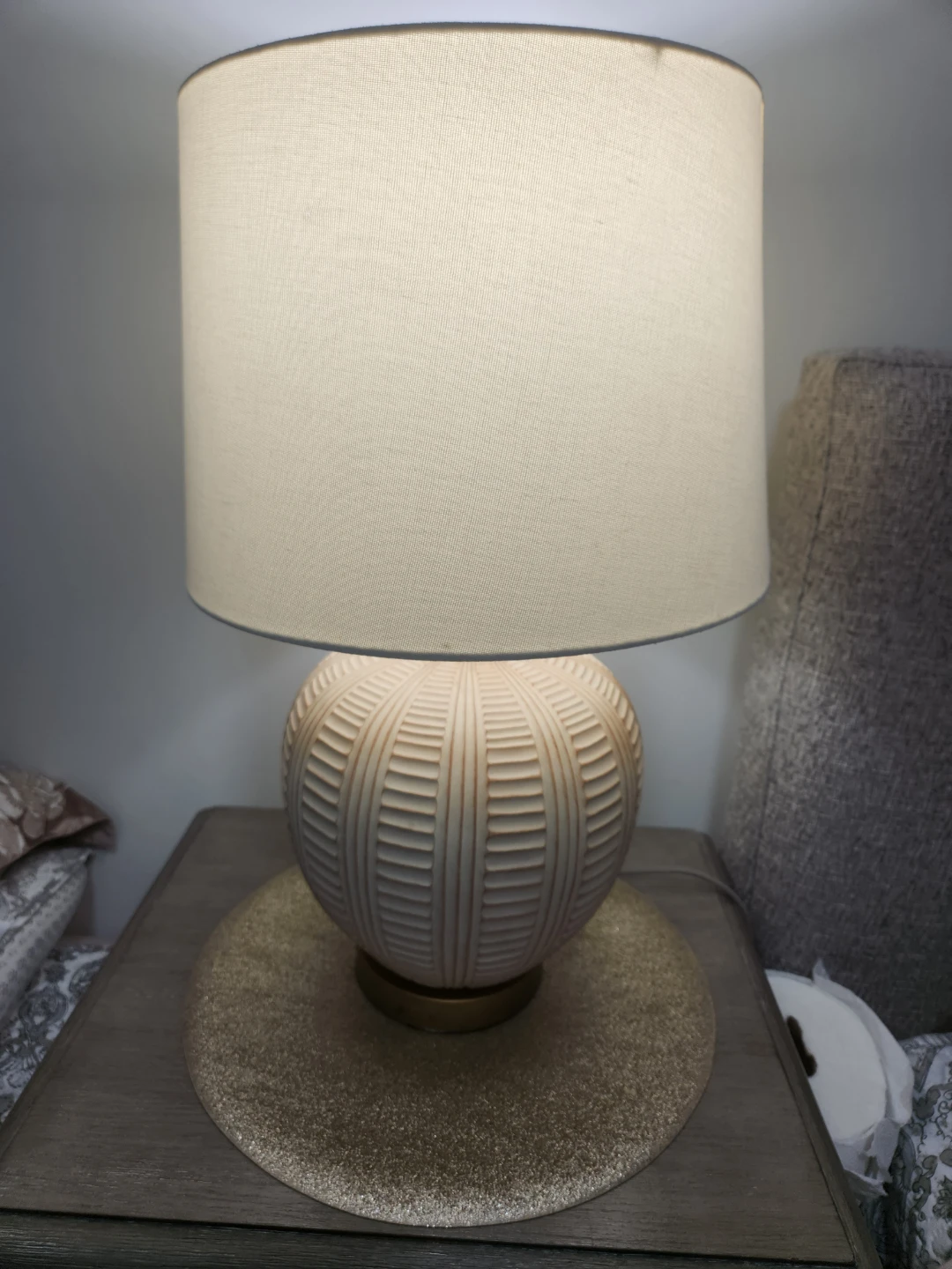 Textured Ceramic Table Lamp with Fabric Shade