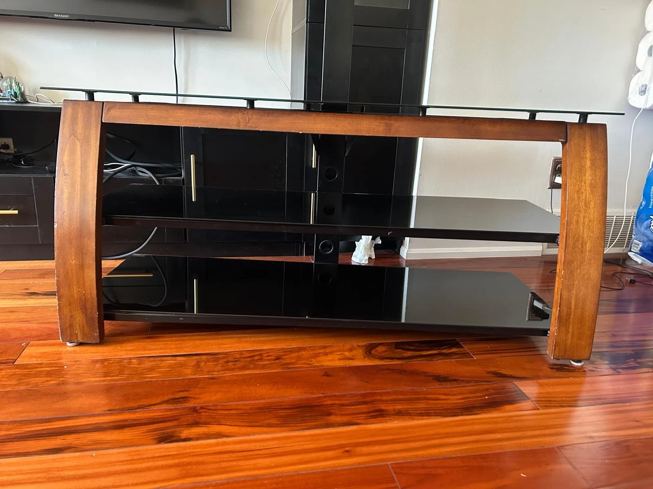 Wood and Glass TV Stand - photo 2