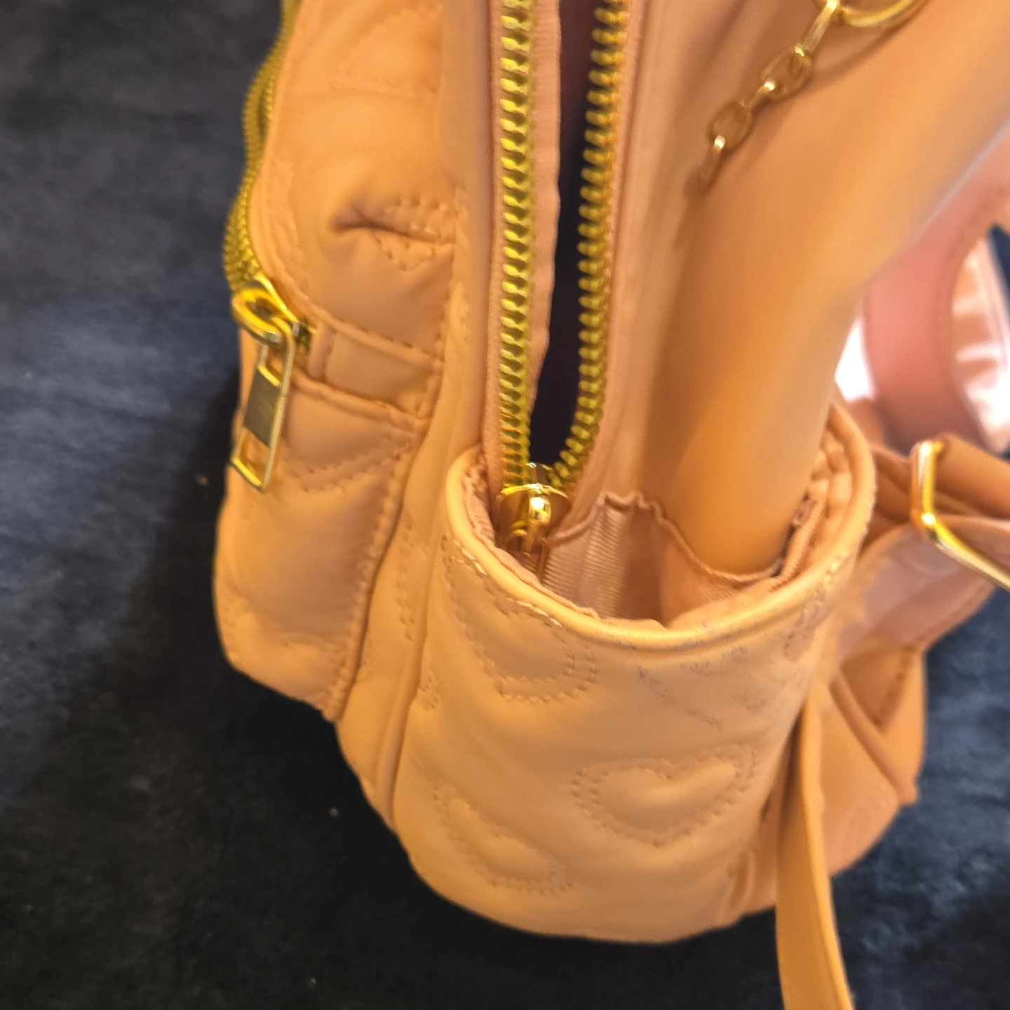 Peach Quilted Heart Mini Backpack - photo 2