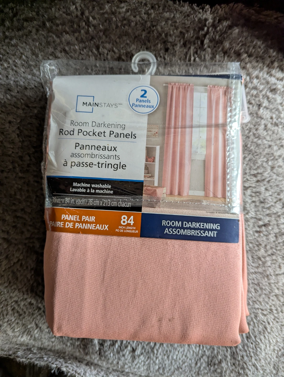 Mainstays Room Darkening Rod Pocket Panels - Coral, 84" Length