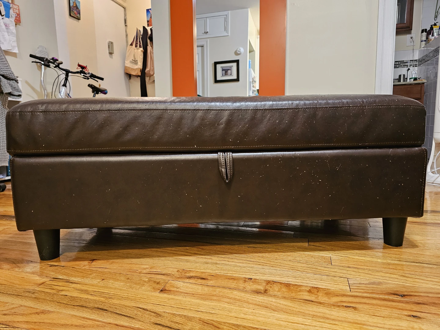 HONBAY Brown Faux Leather L-Shaped Sectional Sofa with Ottoman - photo 5