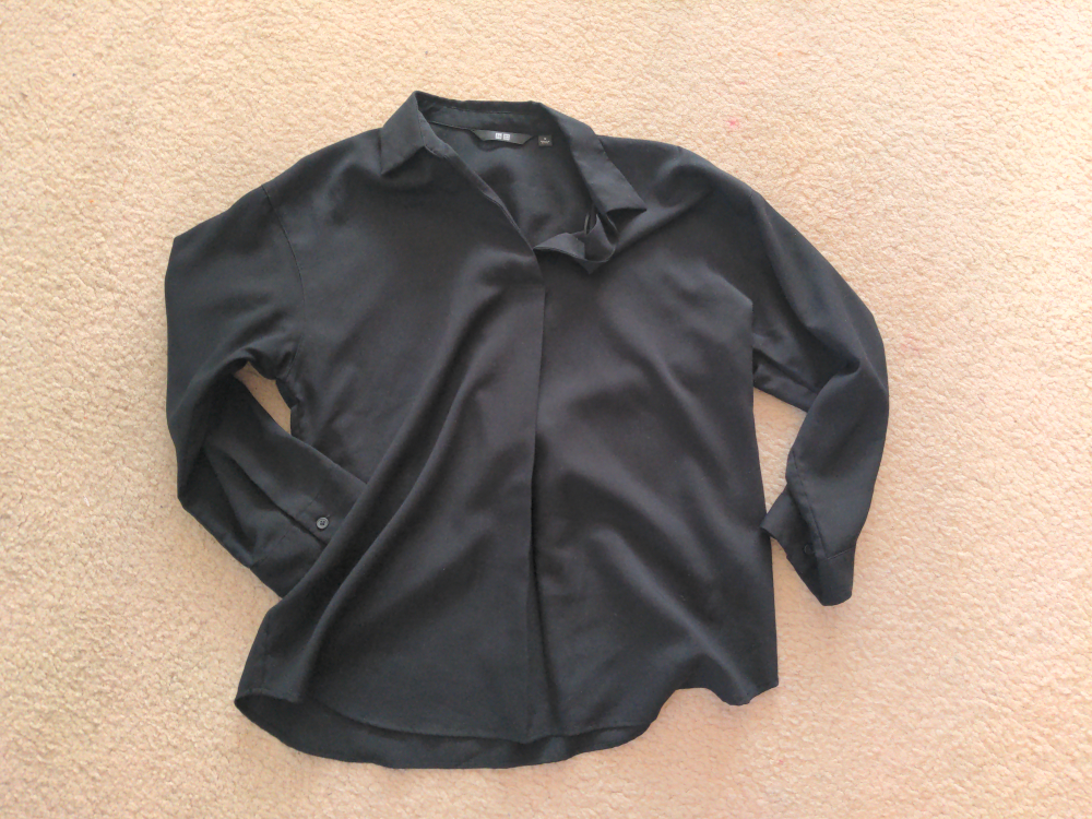 UNIQLO Black Long Sleeve Collared Blouse Size S - photo 3