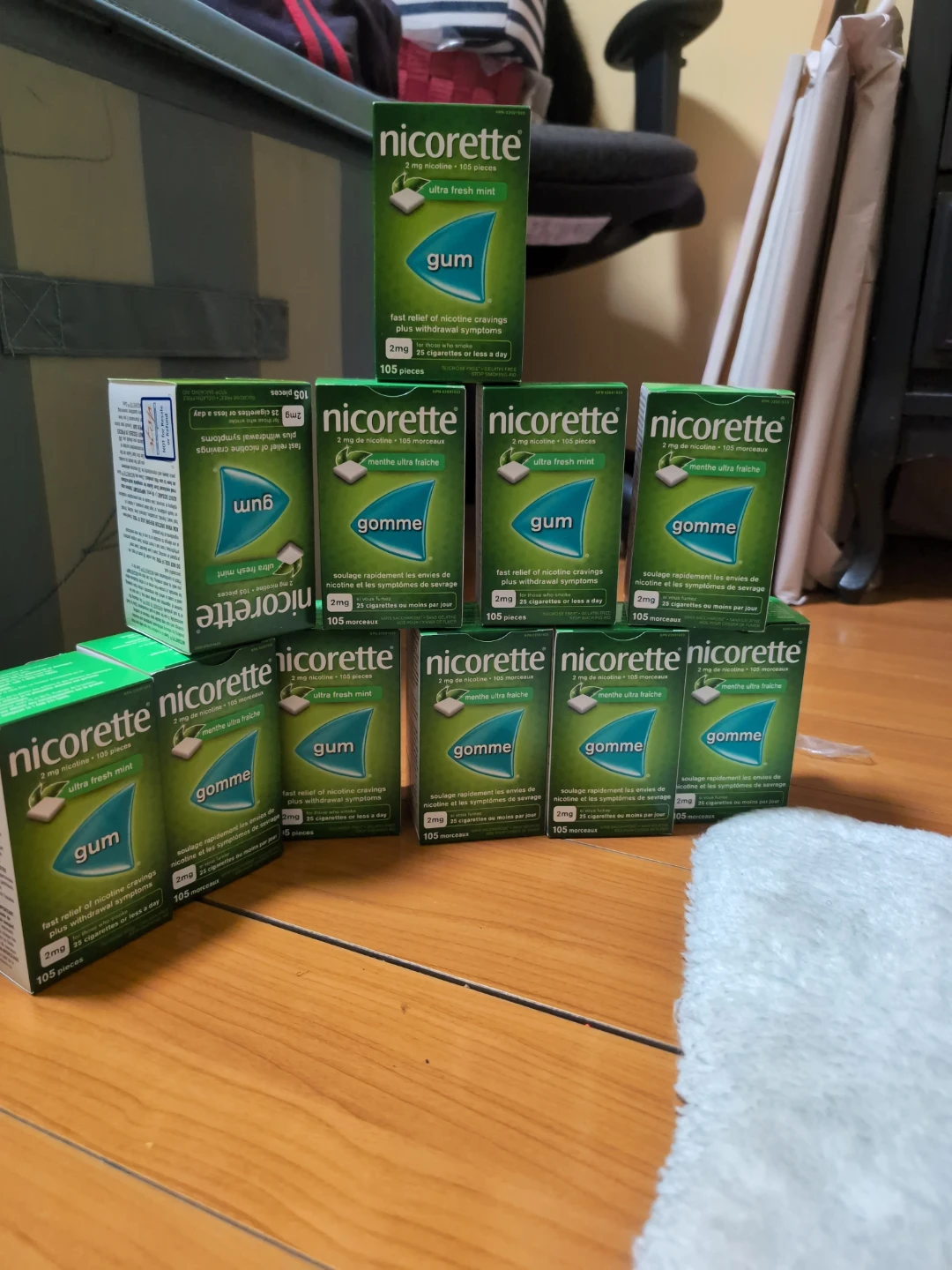 Nicorette Ultra Fresh Mint Gum 2mg (105 Pieces) - 10 Packs