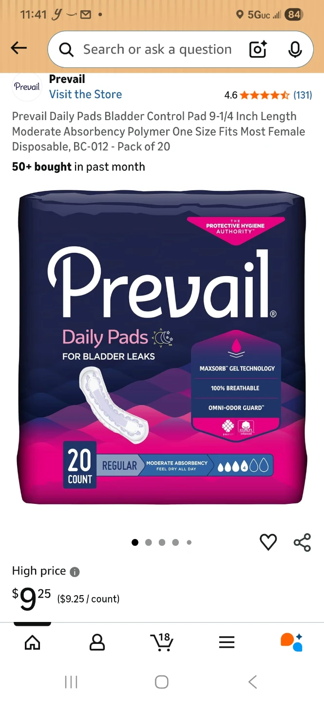 Prevail Daily Pads 10 sets